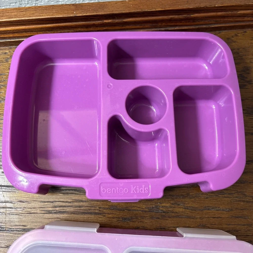 Lot Of 3 Bentgo Kids Purple Lunch Tray Containers Transparent Covers Bento Box